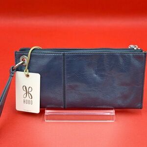 HOBO Vida Dark Blue Stone Leather Wristlet New